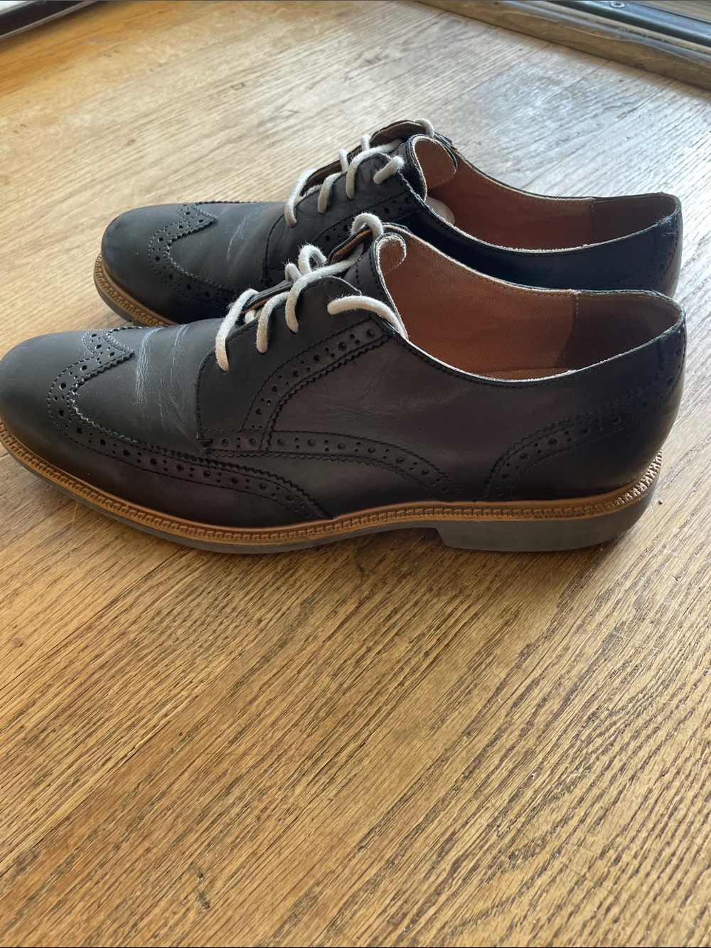 Cole Haan Black Leather Grand OS Wingtip Oxford sz 8.5M